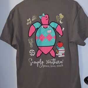 Women’s Simply Southern Turtles Teacher T-shirt "Peace, Love, Teach"